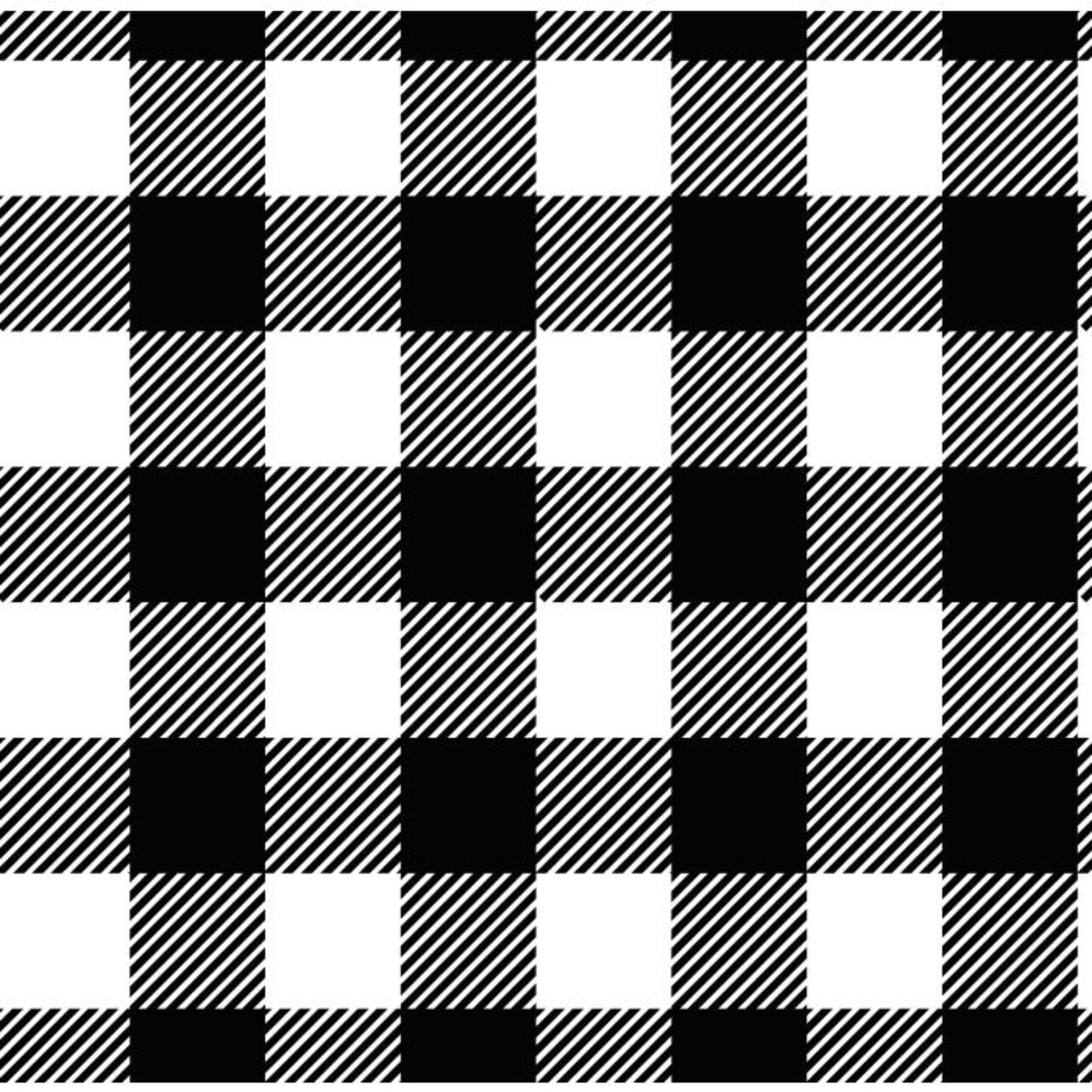 Buffalo Plaid Black White Anti-Pill Premium Fleece Fabric | By The Yard